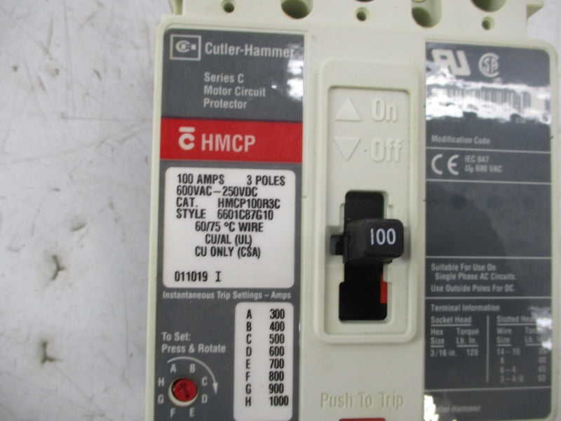 CUTLER HAMMER HMCP100R3C SER. C 600VAC 100A NSMP