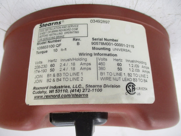 STEARNS 105603100 QF REV. B 208-230V 2.4/.18A NSNP
