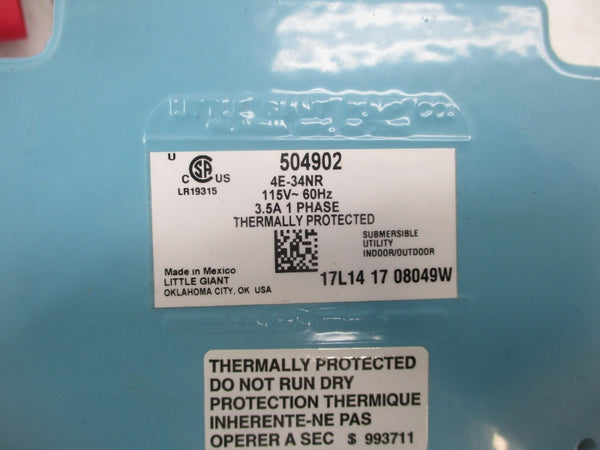 LITTLE GIANT 4E-34NR 504902 115V 3.5A NSMP