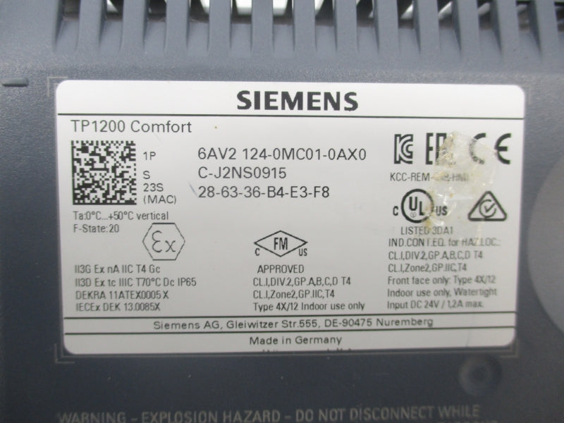 SIEMENS 6AV2 124-0MC01-0AX0 UNMP