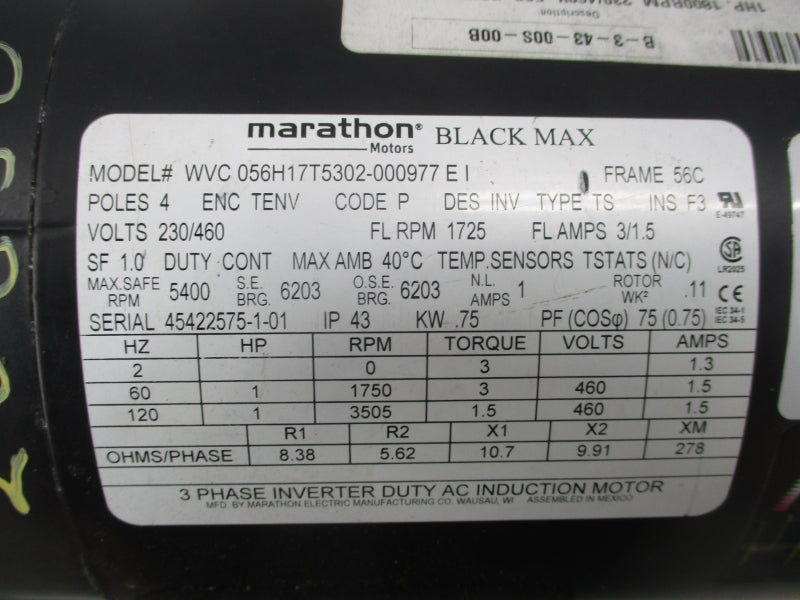MARATHON WVC 056H17T5302-000977 E I 460V 1.3A NSNP