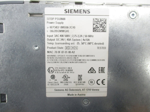 SIEMENS 6EP3437-8MB00-2CY0 400-500V 2.75-2.2A NSMP