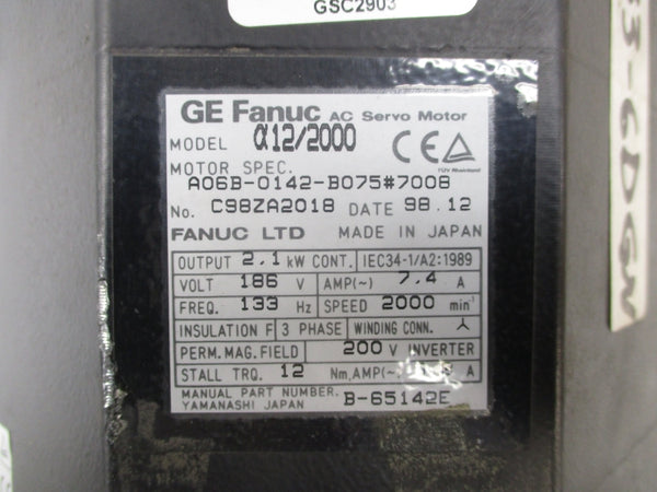 GE FANUC A06B-0142-B075#7008 186V 7.4A (AS PICTURED) UNMP