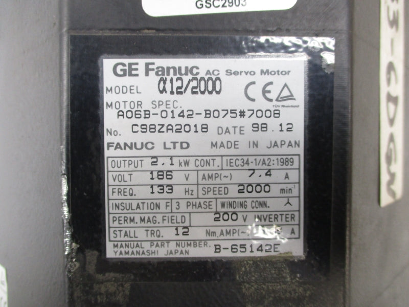 GE FANUC A06B-0142-B075#7008 186V 7.4A (AS PICTURED) UNMP