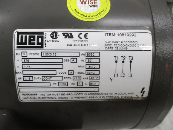 WEG TE0IC040X0000101334 575V 1.16A (AS PICTURED) UNMP