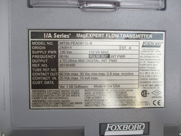 FOXBORO IMT96-PEADB11L-B 120VAC NSNP