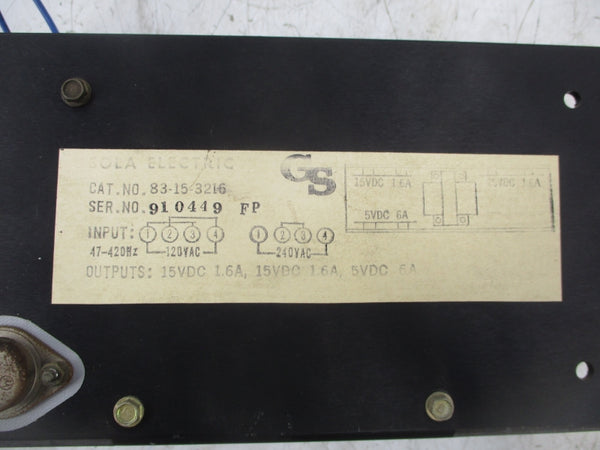 SOLA ELECTRIC 83-15-3216 15VDC 1.6A UNMP