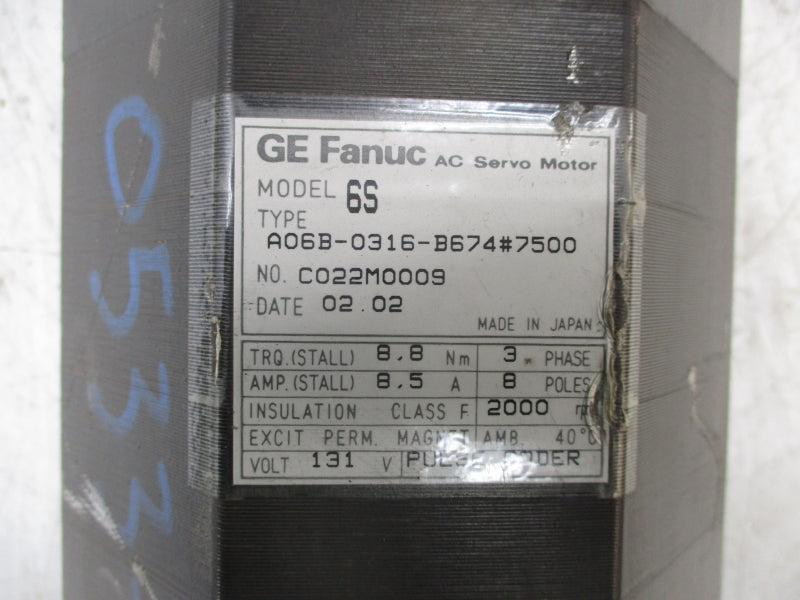 GE FANUC A06B-0316-B674#7500 131V 8.5A UNMP