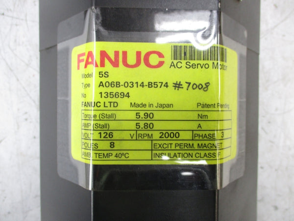 FANUC A06B-0314-B574 126V 5.80A (AS PICTURED) UNMP
