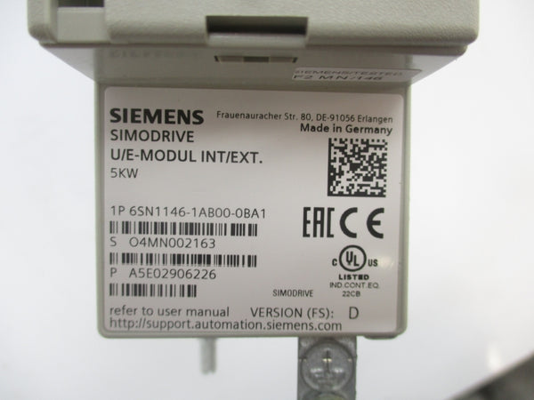 SIEMENS 6SN1146-1AB00-0BA1 VER. D NSMP