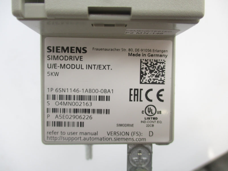 SIEMENS 6SN1146-1AB00-0BA1 VER. D NSMP