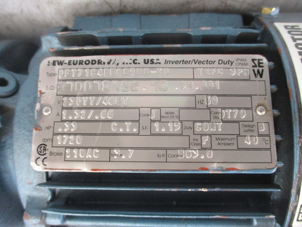 SEW-EURODRIVE DFT71C4BM605HR-KS 230/460V 1.32/.66A UNMP
