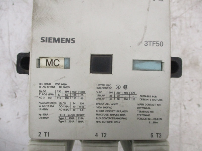 SIEMENS 3TF5022-0DB4 600V 160A (AS PICTURED) UNMP