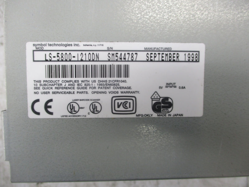 SYMBOL TECHNOLOGIES LS-5800-I210DN 5V 0.6A NSNP