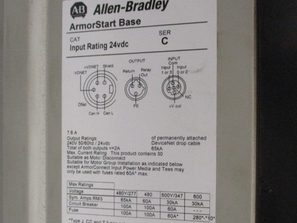 ALLEN BRADLEY 284D-FVD2P3Z-10-CRN-3 SER. C F/W 66.004 460V 3.5A (AS PICTURED) UNMP