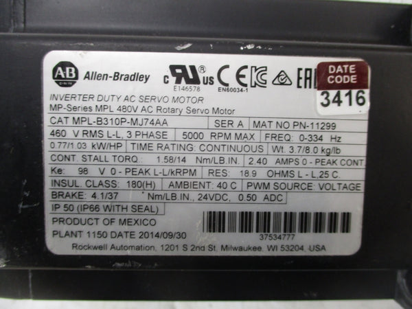 ALLEN BRADLEY MPL-B310P-MJ74AA (AS PICTURED) UNMP