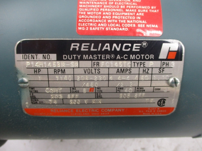 RELIANCE P14H1453M-SM 208-230V 4.4A UNMP