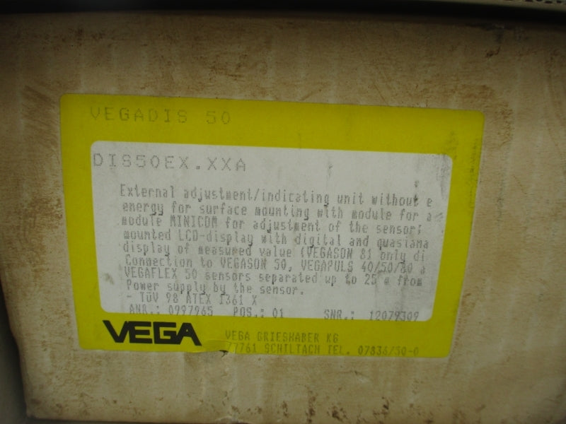 VEGA DIS 50EX TUV 98 ATEX 1361X NSMP