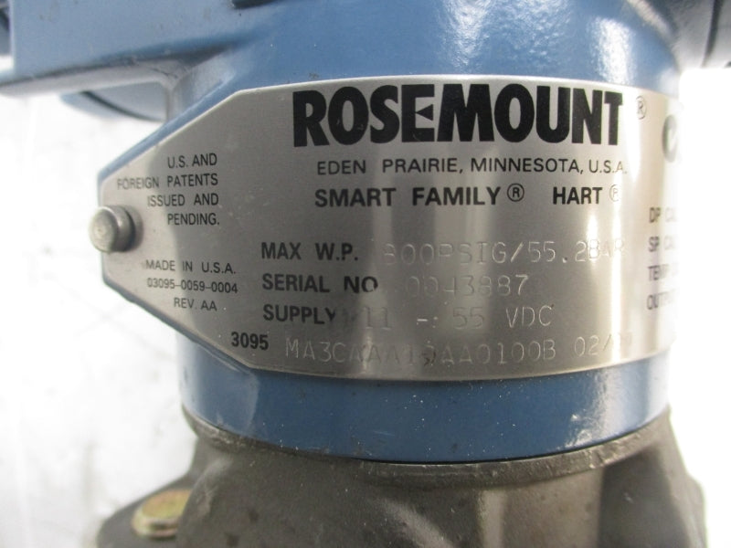 ROSEMOUNT 3095MA3CAAA10AA0100B 11-55VDC 800PSI UNMP