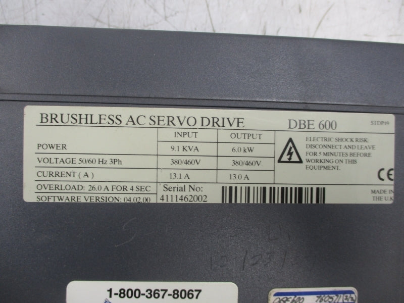 CONTROL TECHNIQUES DBE600 380/460V 13.1A (AS PICTURED) UNMP