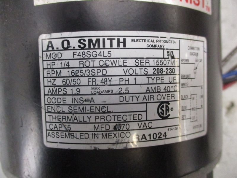 AO SMITH F48SG4L5 208-230V 1.9A (AS PICTURED) UNMP