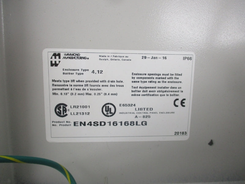 HAMMOND MANUFACTURING EN4SD16168LG UNMP
