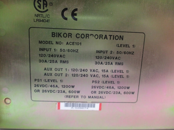 BIKOR CORPORATION ACE101 120/240VAC 30A/25A NSNP