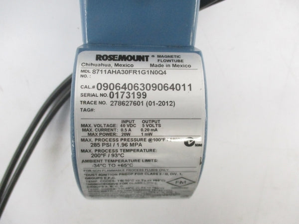 ROSEMOUNT 8711AHA30FR1G1N0Q4 40VDC 0.5A 285PSI NSNP