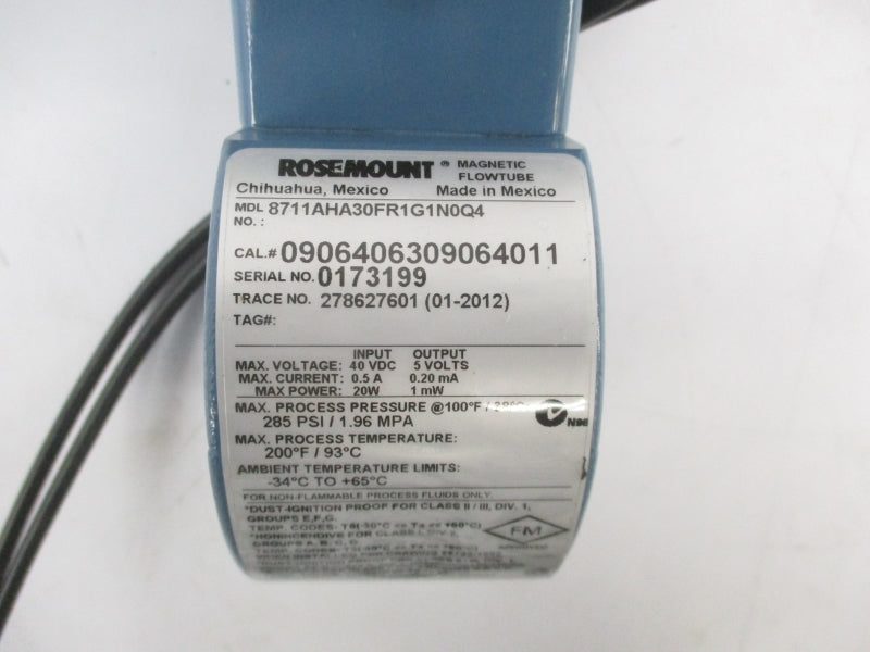ROSEMOUNT 8711AHA30FR1G1N0Q4 40VDC 0.5A 285PSI NSNP