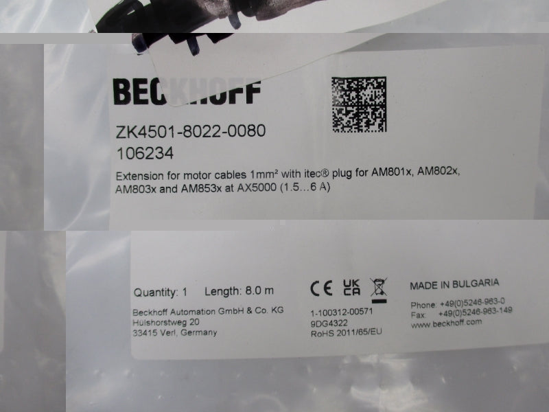 BECKHOFF ZK4501-8022-0080 AX5000 1.5-6A NSMP