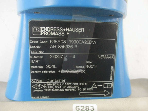 ENDRESS+HAUSER 63FS08-99900A26B1A 375PSI NSNP