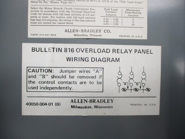 ALLEN BRADLEY 816-BAV16 SER. K (BLK/YL) NSMP