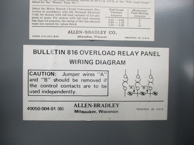 ALLEN BRADLEY 816-BAV16 SER. K (BLK/YL) NSMP