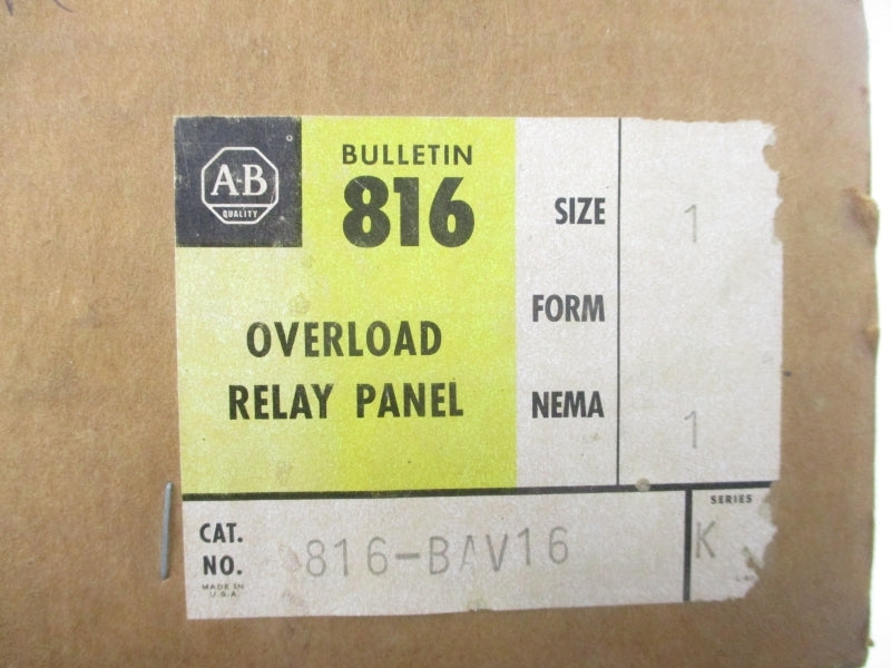 ALLEN BRADLEY 816-BAV16 SER. K (BLK/YL) NSMP