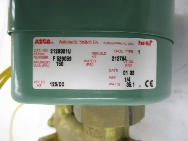 ASCO 2126301U 125VDC 150PSI 1/4" NSNP
