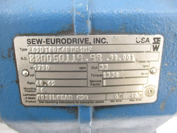 SEW-EURODRIVE R63DT60K4BM61MF DFT80K4BM61HF 230/460V 3/1.52A NSNP