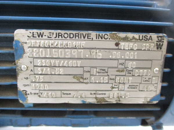 SEW-EURODRIVE R63DT60K4BM61MF DFT80K4BM61HF 230/460V 3/1.52A NSNP