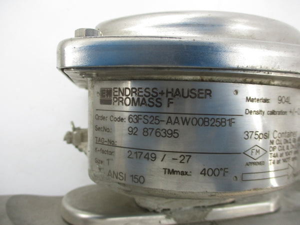 ENDRESS+HAUSER 63FS25-AAW00B25B1F 373PSI (AS PICTURED) NSNP