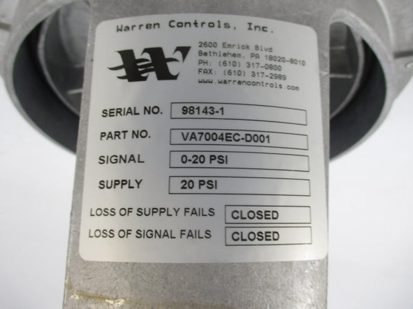 WARREN CONTROLS VA7004EC-D001 20PSI NSNP