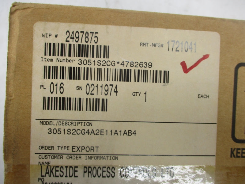ROSEMOUNT 3051S2CG4A2E11A1AB4 10.5-42.4VDC 0 TO 300PSI NSMP