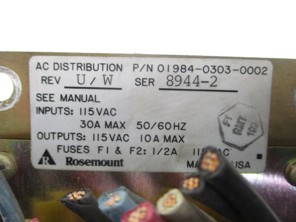 ROSEMOUNT 01984-0303-0002 REV. U/W 115VAC 30A UNMP