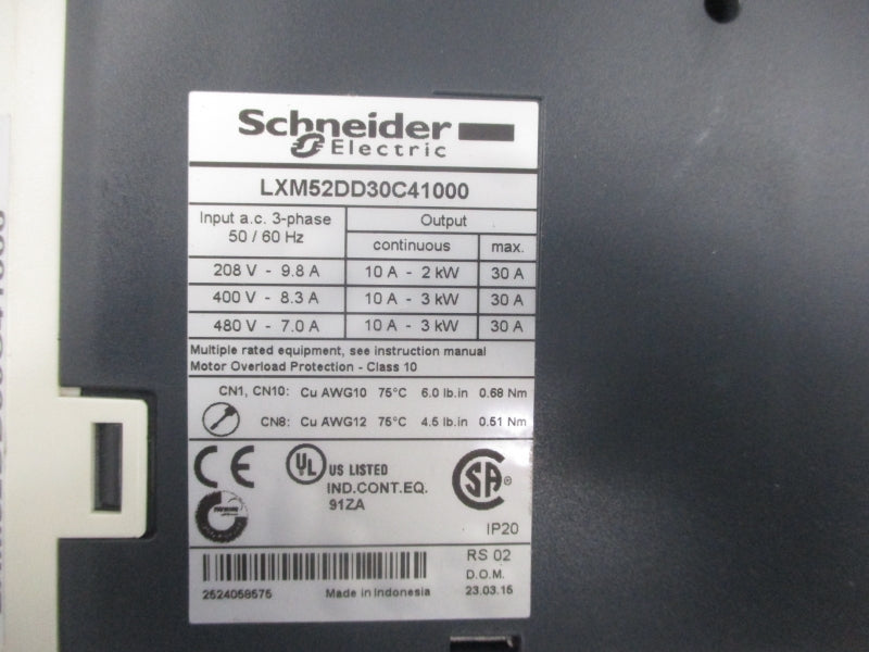 SCHNEIDER ELECTRIC LXM52DD30C41000 480V 7A NSNP