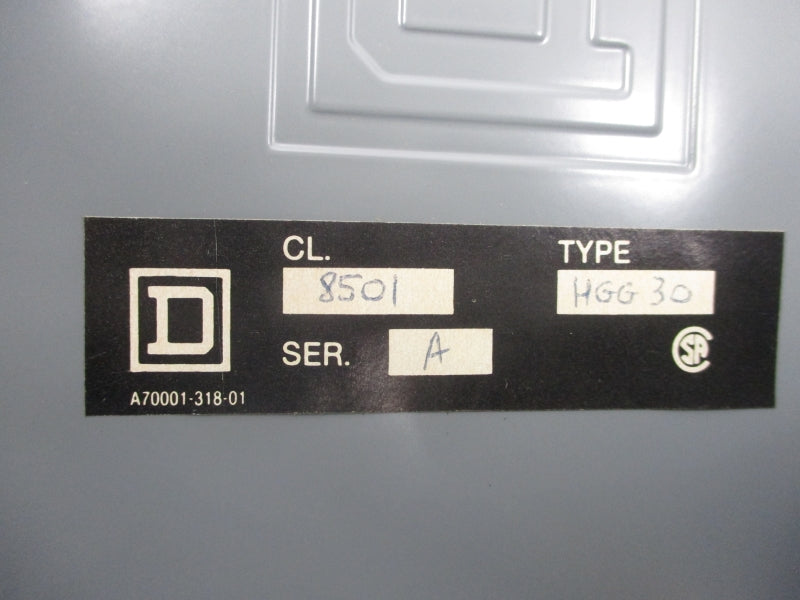 SQUARE D 8501 HGG30 SER. A 120-600V 15A NSNP