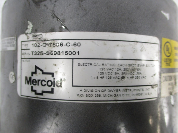 MERCOID 102-G-7806-C-60 250VAC 300PSI 5A UNMP