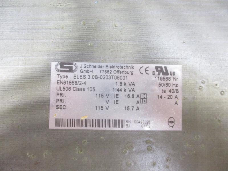 J.SCHNEIDER ELEKTROTECHNIK  ELES 3.0B-0203T05001 115V 16.6A UNMP