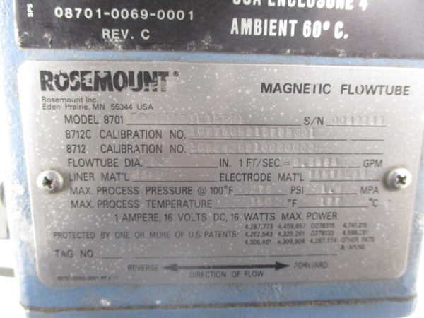 ROSEMOUNT 8701 TTA015S1L1N5B1 16VDC 275PSI 1A UNMP