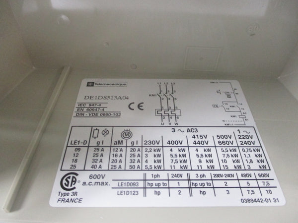 TELEMECANIQUE DE1DS513 600VAC NSNP