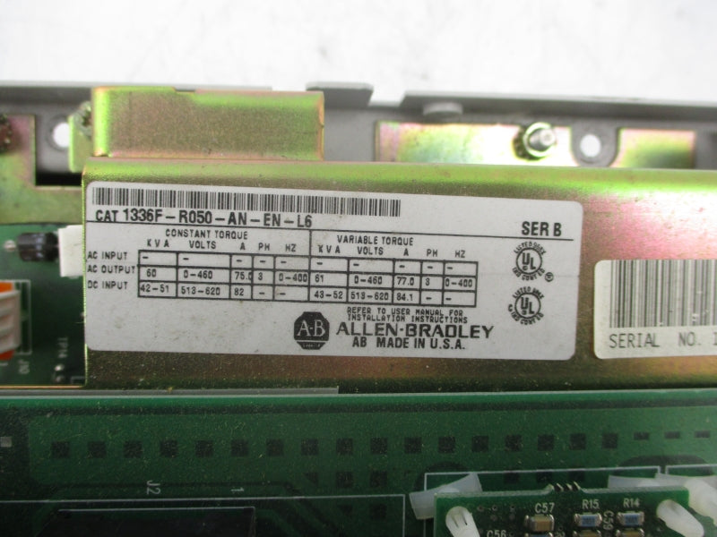 ALLEN BRADLEY 1336F-R050-AN-EN-L6 SER. B 513-620VDC 82A NSNP