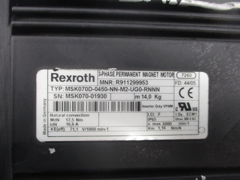 REXROTH MSK0701D-0450-NN-M2-UG0-RNNN R911299953 600VAC NSNP