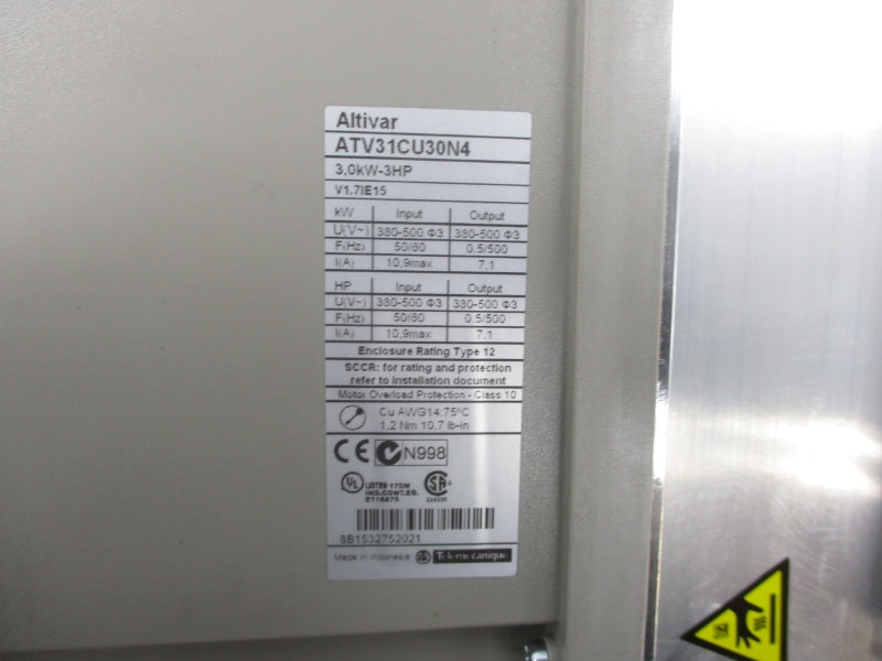 TELEMECANIQUE ATV31CU30N4 380-500V 10.9A (AS PICTURED) NSNP